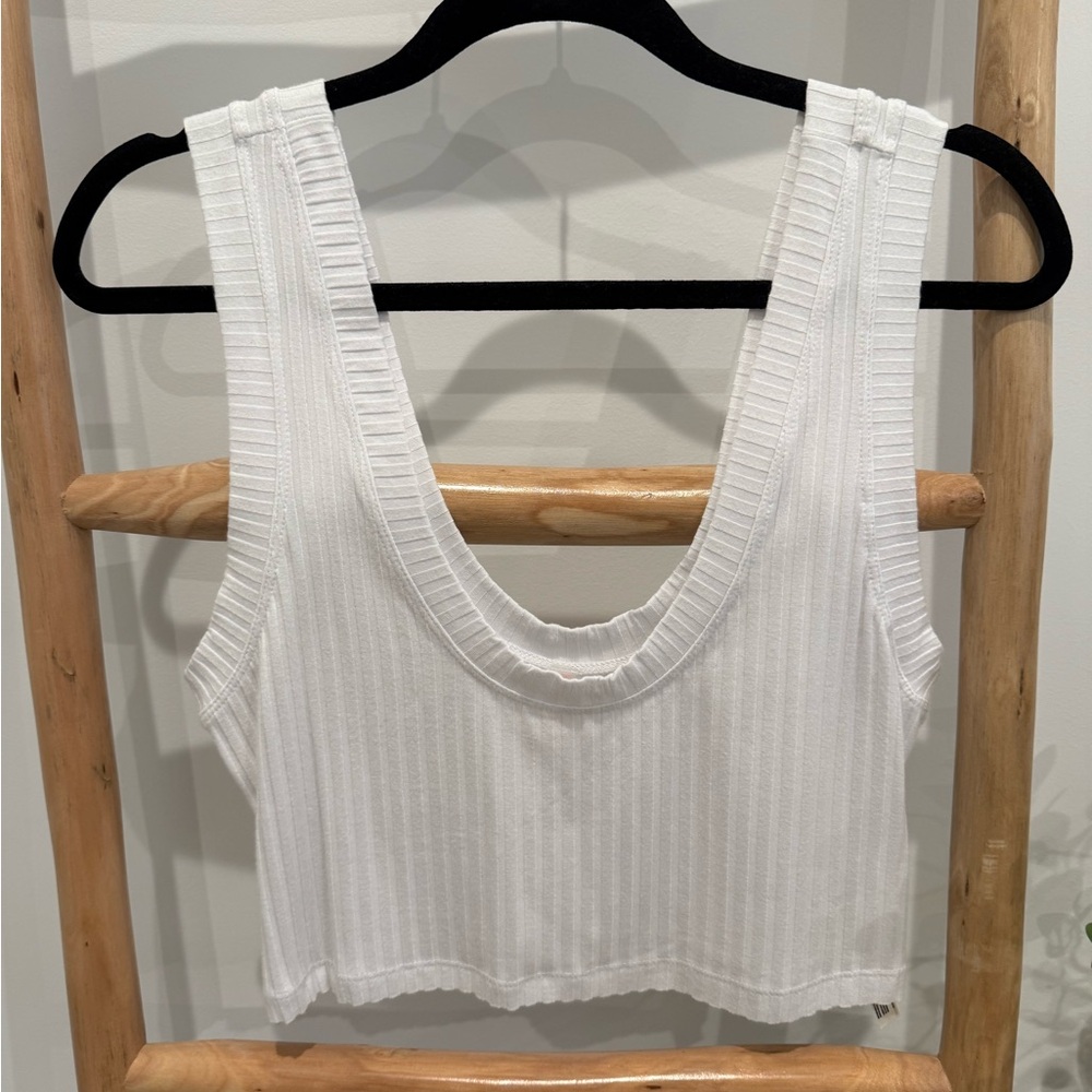 Free People Movement White Ribbed Sleeveless Top